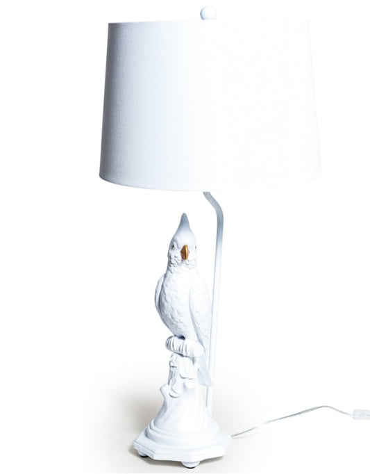 Matt White Parrot Table Lamp With White Shade - HOMEDECORATION