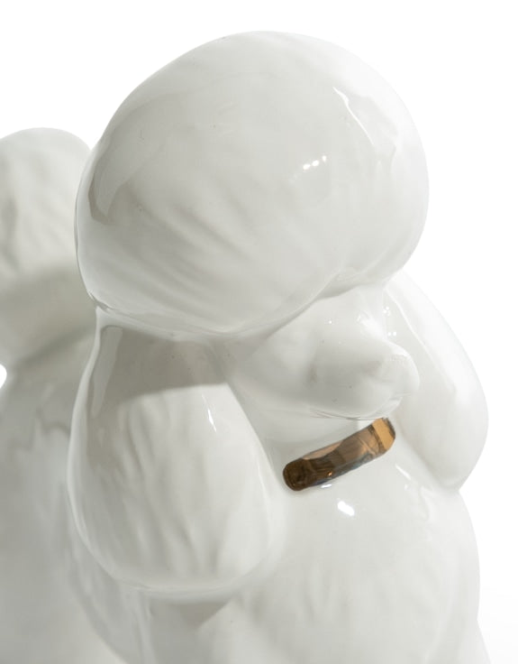 White Poodle Ceramic Candle Holder - HOMEDECORATION