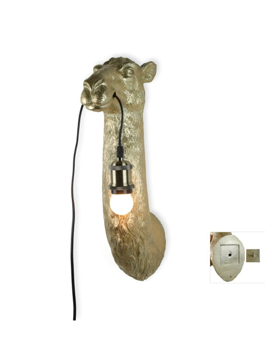 Antique Gold Camel Head Wall Lamp - HOMEDECORATION