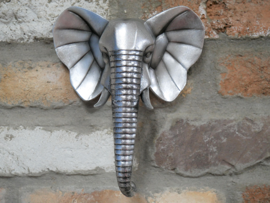 Small Antique Silver Elephant Head - HOMEDECORATION