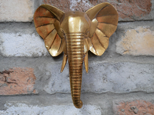 Antique Gold Elephant Head - Small - HOMEDECORATION