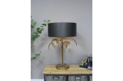 Gold Palm Tree Table Accent Lamp Black Shade - HOMEDECORATION